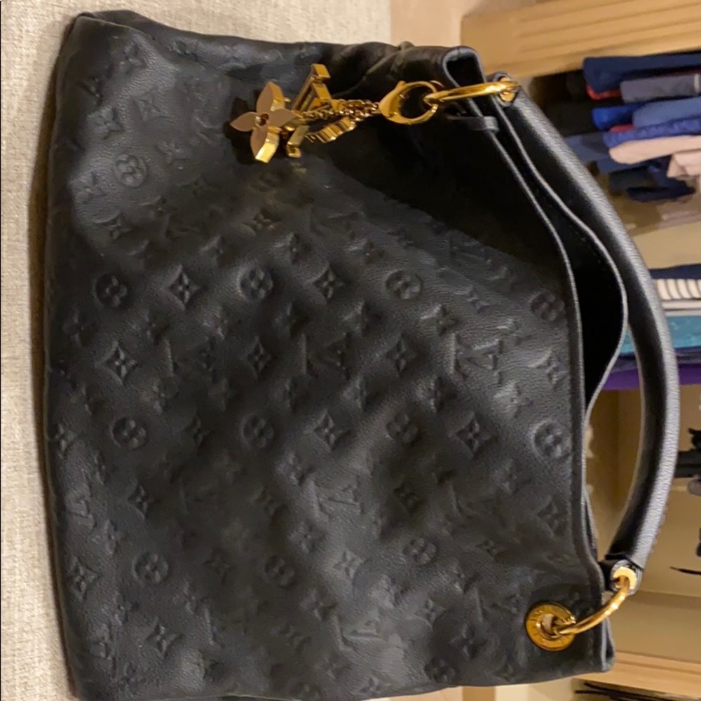 LV leather black bag